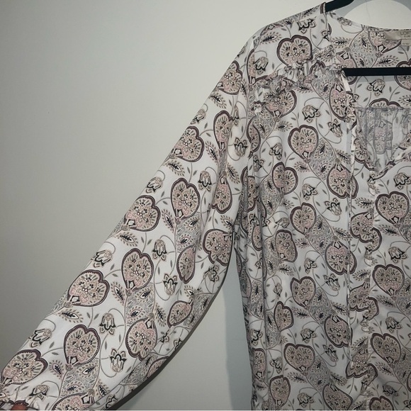 Loft Cream Paisley Long Sleeve Blouse - Picture 2 of 6
